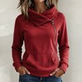 thumbnail image 1 of Shihyeh Women's Cowl Neck Hooded Sweatshirt Long Sleeve Front Pocket Casual Warm Top for Women, 1 of 6