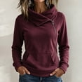 thumbnail image 1 of Shihyeh Women's Cowl Neck Hooded Sweatshirt Long Sleeve Front Pocket Casual Warm Top for Women, 1 of 6