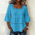 thumbnail image 1 of Shihyeh Women's Lace 3/4 Sleeve Tunic Tops Loose Fit Square Neck T Shirts Eyelet Flowy Babydoll Peplum Top Summer Boho Blouses, 1 of 5