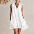 thumbnail image 1 of Shihyeh Women's Mock Neck Sleeveless Flowy Ruffled Swimsuit Cover-Up Dress with Front Zip Detail Bathing Suit Beach Bikini Wrap Summer Vacation Poolside Loose Casual Mini Sundress​, 1 of 7