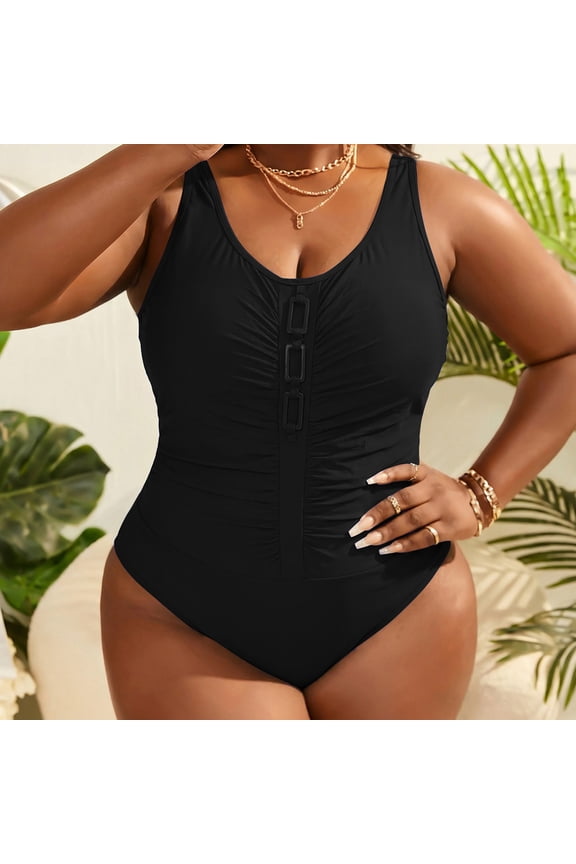 Women's Plus Size Swimsuit One Piece Bathing Suit Wrap V Neck Low Back Tummy Control Modest Full Coverage