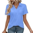 thumbnail image 1 of Shihyeh Women's V-Neck Polo Shirts UPF 50+ Short Sleeve Sun Protection Quick Dry Golf Polos Collared Shirt, 1 of 8