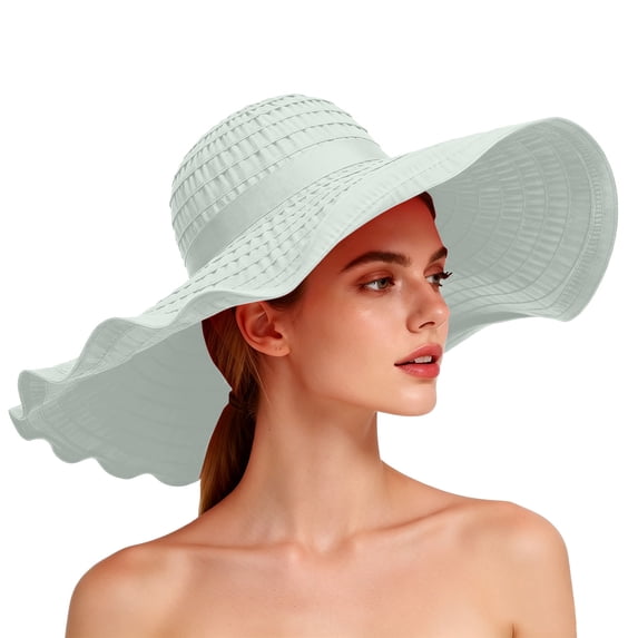 Shihyeh Women's Wide Brim Sun Hat - UV Protection Floppy Straw Sunhat Summer Beach