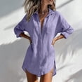 thumbnail image 1 of Shihyeh Womens Button Down Shirts Linen Cotton Long Sleeve Blouse Tunic Tops Cover Up Shirt Loose Beach Bikini Dress, 1 of 6
