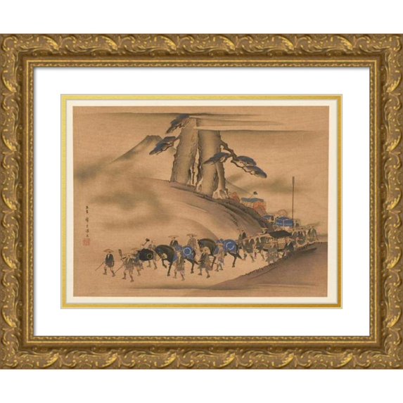 Shiichi Tajima 24x19 Gold Ornate Framed and Double Matted Museum Art Print Titled - Masterpieces Selected from the Ukiyoyé School, Pl.23 (1906)