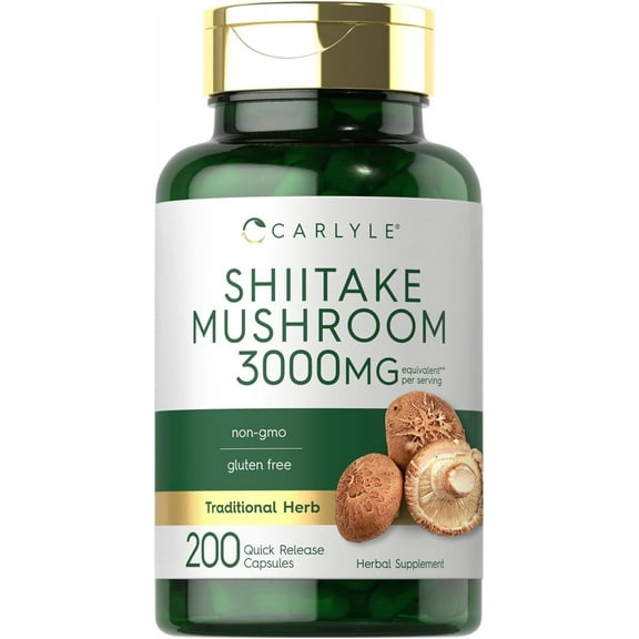 Shiitake Mushroom Extract | 3000mg | 200 Capsules for Men and Women | by Carlyle