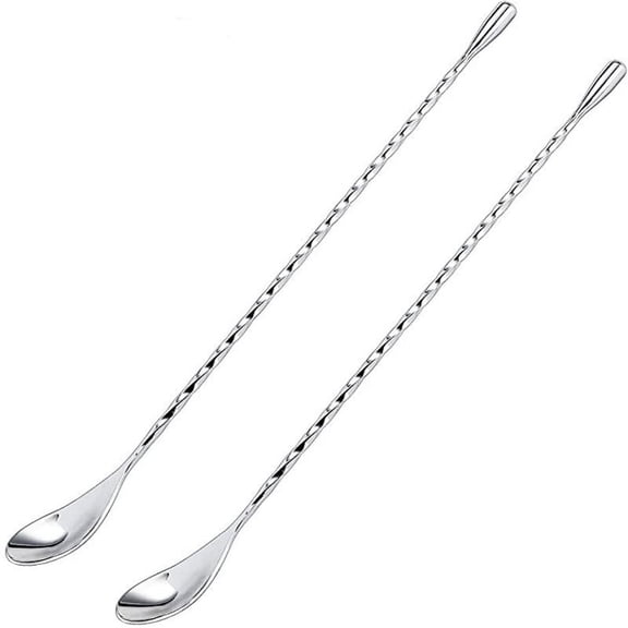 Shijinpojj Cocktail Spoon Bar Stirring Spoon Long Handle Stainless Steel Spiral Pattern Mixing Shaker Spoon, 12 Inch, 4 Colors Bar Tools