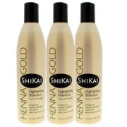 Shikai - Henna Gold Highlighting Shampoo, Brings Out Natural Highlights & Shine, Adds Luxurious Body, Plant-Based Formula with Non-Coloring Henna Natural Fragrance, 12.6 Ounces, Pack of 3