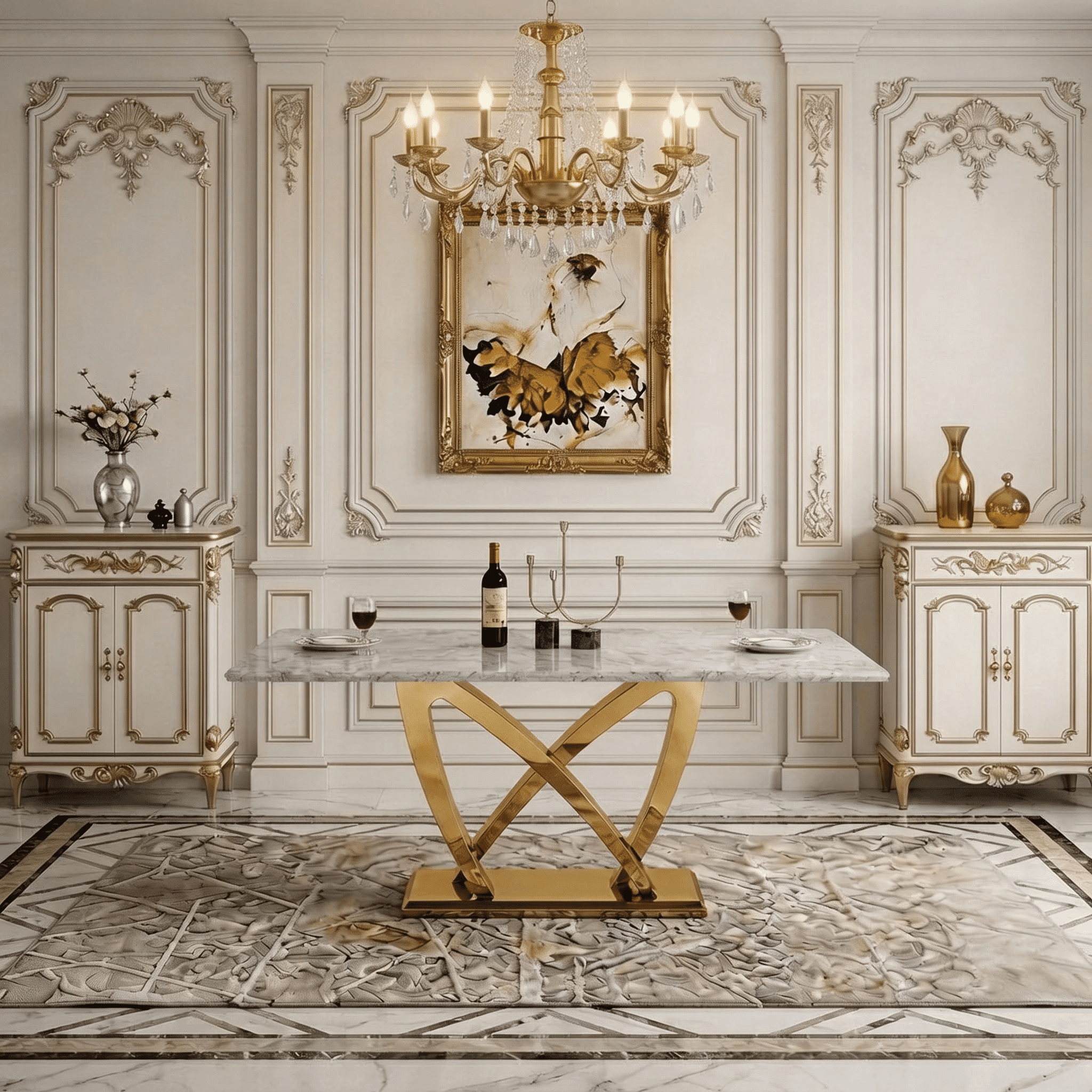 Shikeyi 70" Marble Dining Table for 6-8, Modern Luxury Gold Rectangular Large Kitchen Table, Marble Grain MDF Tabletop & Stainless Steel Base for Kitchen Dining Room, Grey (Table Only)