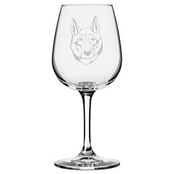 Shikoku Dog Themed Etched 12.75oz Libbey Wine Glass