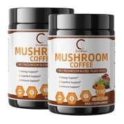 (2 PACK)GPGP Greenpeople Mushroom Coffee Powder Instant, Premium Mushroom Coffee Supplement for Energy, Focus, Cognitive Support, 8oz Total