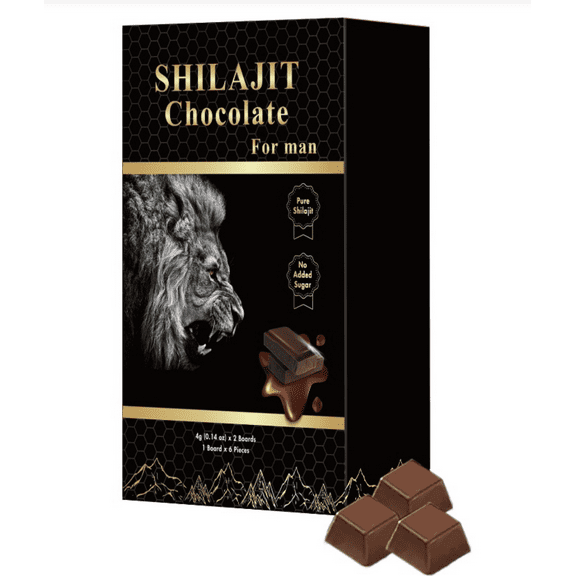Shilajit Dark Chocolate Made with Ashwagandha, Shilajit Resin & Honey, A Premium Superfood for Energy, Strength & Immunity Boost, 12 Pieces 4g Each
