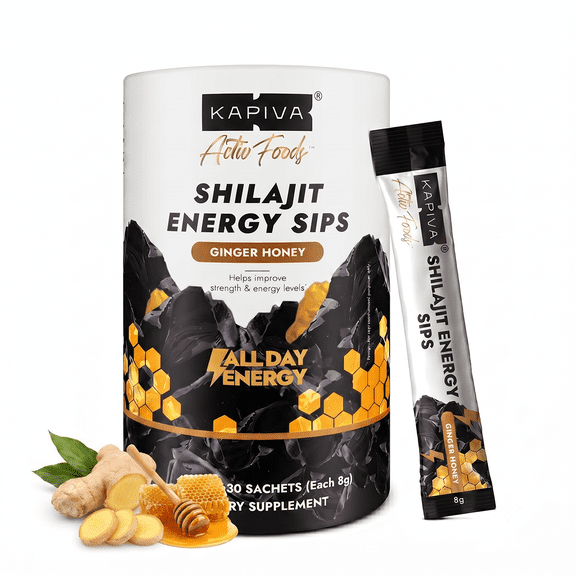 Kapiva Pure Himalayan Shilajit Sticks, Honey Ginger Flavor, 30 Single-Serve Sticks, Shilajit Dietary Supplement