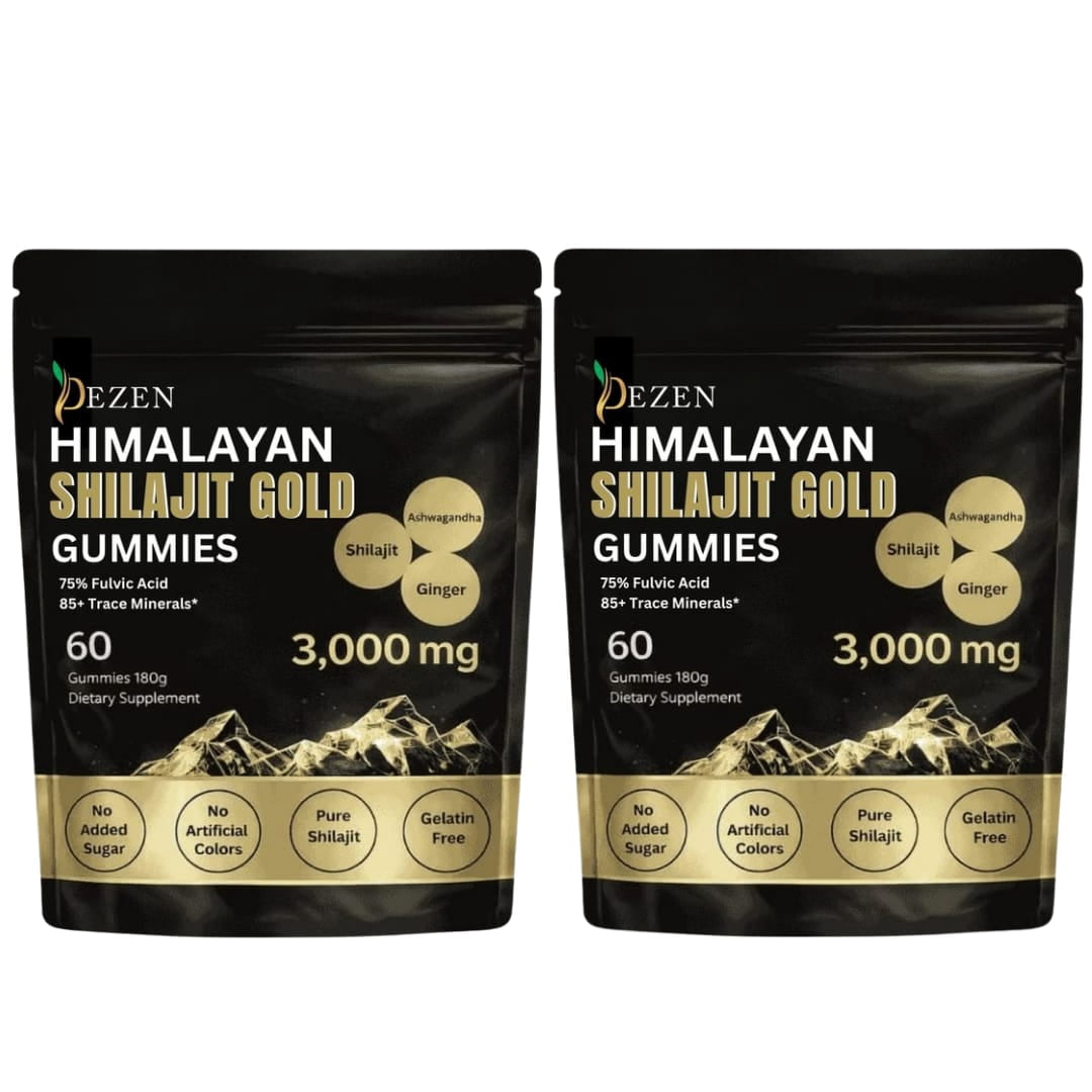 Shilajit Gummies with Ashwagandha, Ginger, Turmeric, Gokshura & Ginseng for Energy & Overall Health Support, 60 Count Each, Pack 2
