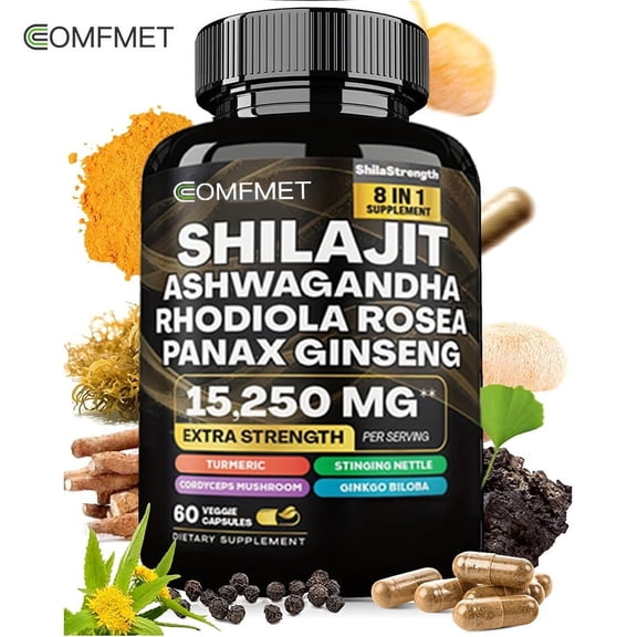 Shilajit Nutritional Energy, 8 in 1 Pure Natural Plant, 60 Capsules