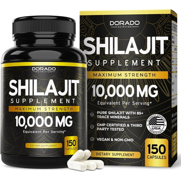 Shilajit Pure Himalayan Capsules 10,000mg (150 Capsules) - Premium Shilajit Capsules for Men