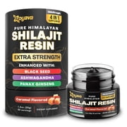 Shilajit Pure Himalayan Organic Resin, Natural Raw Black Seed, Ashwagandha, Panax Ginseng Shilajit for Men and Women, Fulvic Acid and Trace Minerals, Potent Herbal Blend for Enhanced Energy Caramel