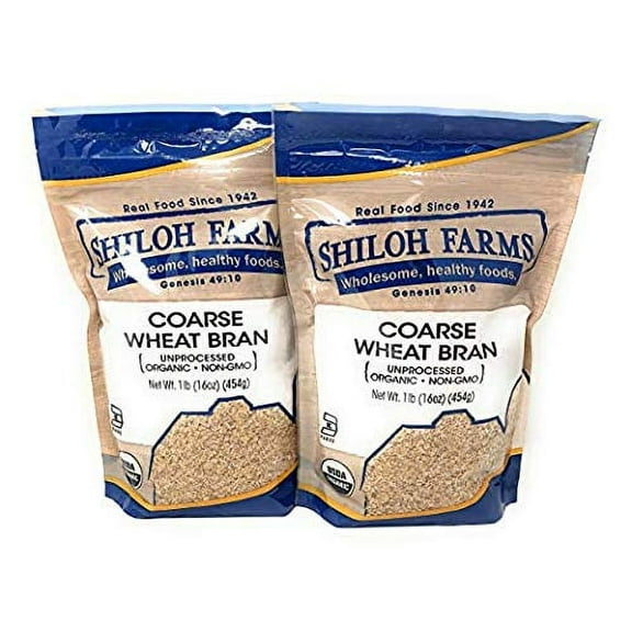 Shiloh Farms Organic Coarse Wheat Bran Unprocessed - 16 oz. - Pack of 2 Bags