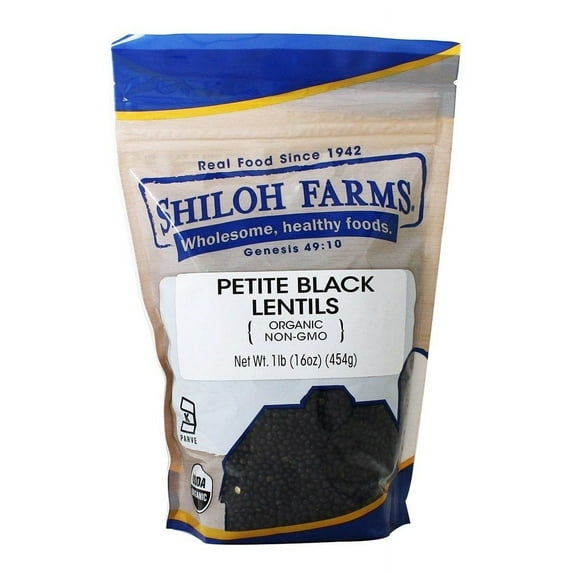 Shiloh Farms Organic Petite Black Lentils -- 16 oz Pack of 4