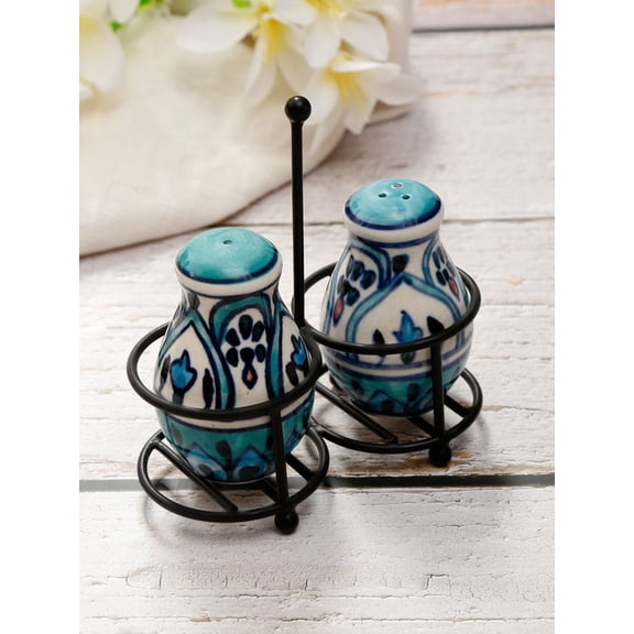 Shilpkara "Floral Feels" Ceramic Salt Pepper Set for Dining Table (Set of 2, 100 ML)