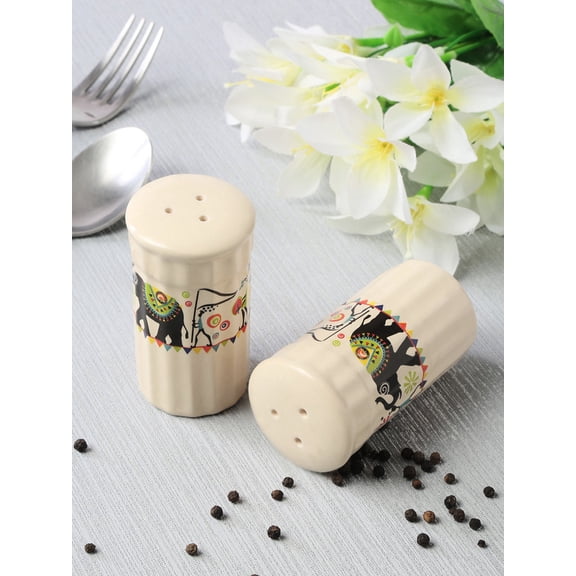Shilpkara "Traces of the Ancient" Ceramic Salt & Pepper Shakers Set of 2 for Dining Table