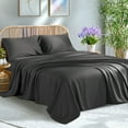 thumbnail image 1 of KATOON 100% Organic Bamboo Bed Sheets, Full Sheet Sets 4 PC, 1800 Series Sheets with 16" Deep Pocket, Black, 1 of 8