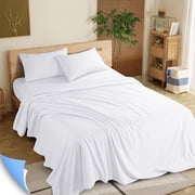 Shilucheng 3 Pieces Luxury Bed Sheets Set, 1800 Series Plush Microfiber Bed Sheets, 16" Deep Pocket, Twin XL, White
