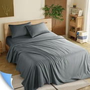 Shilucheng 4 Pieces Luxury Bed Sheets Set, 1800 Series Plush Microfiber Bed Sheets, 16" Deep Pocket, Queen, Dark Gray