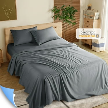 Shilucheng Cooling 3 Piece Luxury Bed Sheets Set, 1800 Series Microfiber Bed Sheets, 16" Deep Pocket, Twin XL, Dark Gray