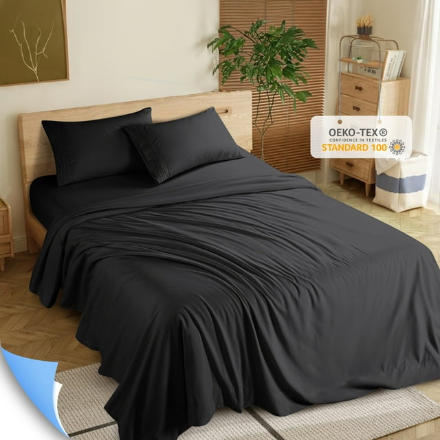 Shilucheng Cooling 4 Piece Luxury Bed Sheets Set, 1800 Series