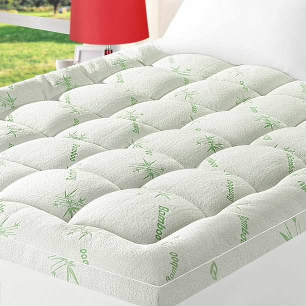 Shilucheng Cooling Bamboo Mattress Topper King, Extra Thick Pillow Top