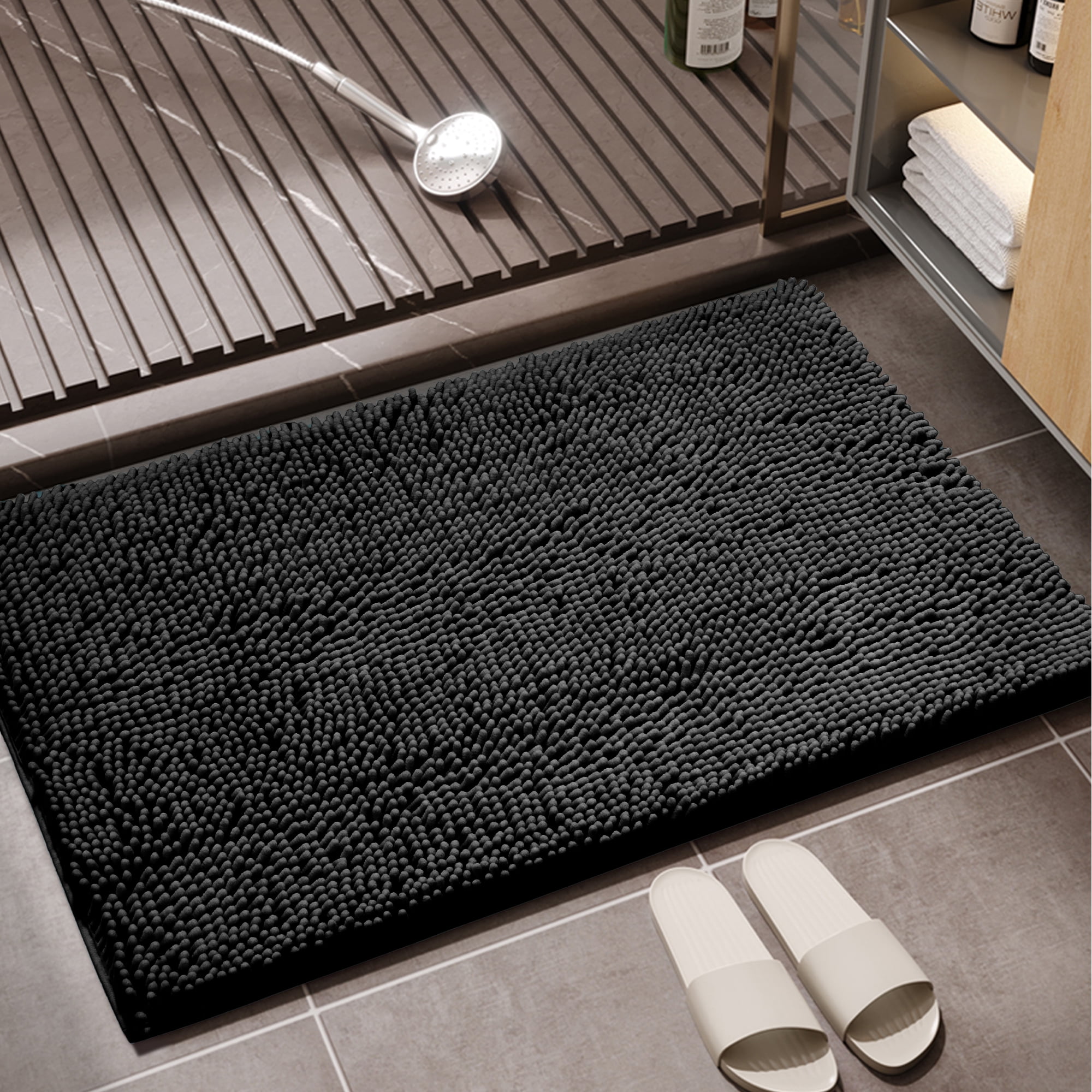 Shilucheng Luxury Chenille Bath Rug, Non-Slip Soft Absorbent Bath Mats ...