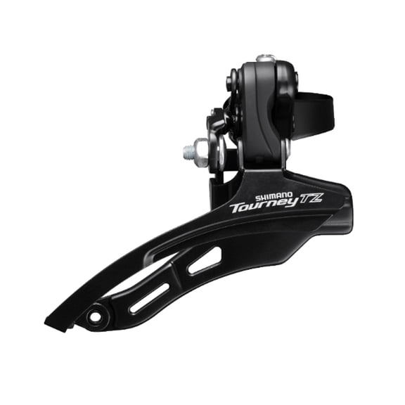 Shimano FD-TZ500 6-speed MTB front derailleur, down swing, top pull, 31.8mm, 66-69, 42T