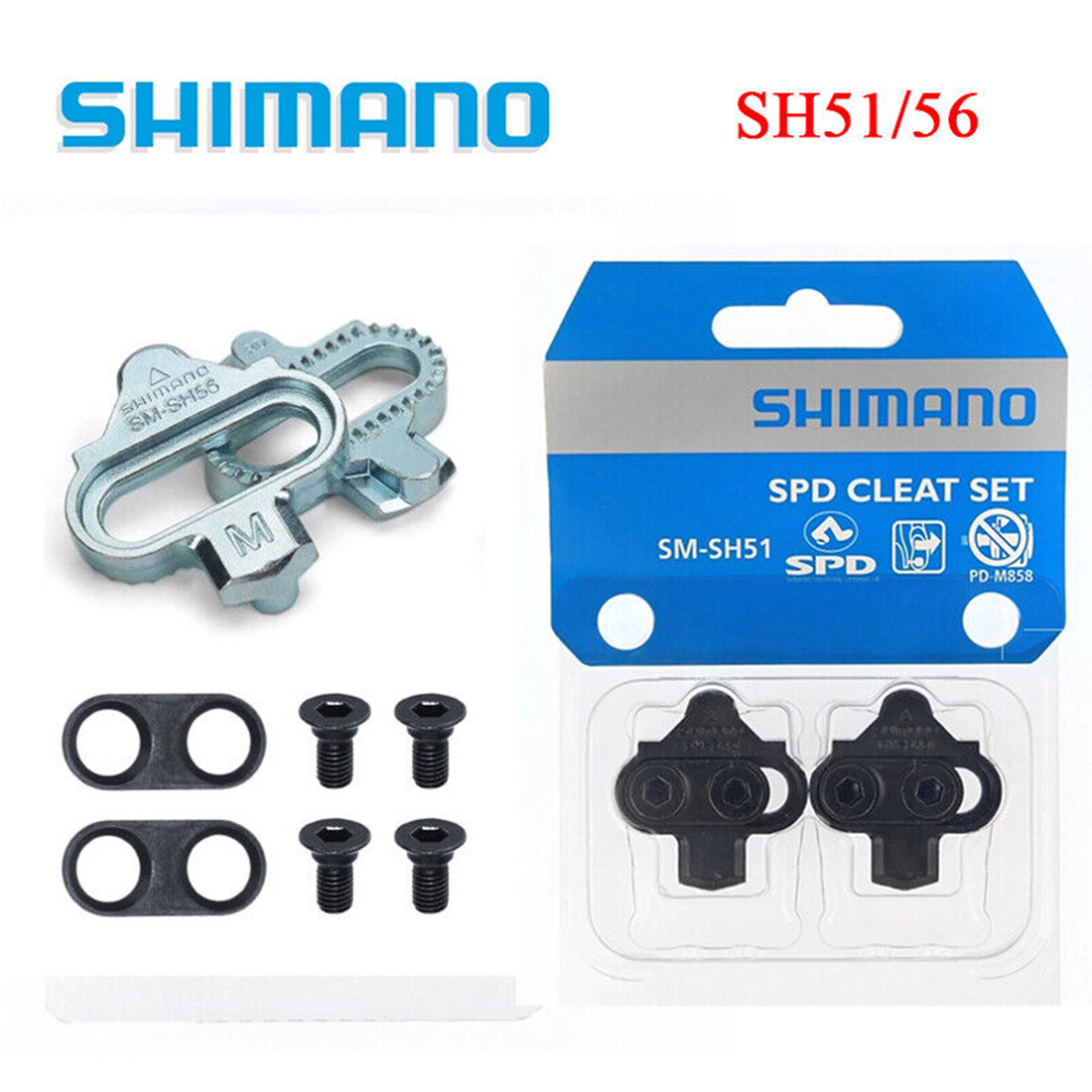 Shimano SPD SM-SH51/SH56 Cleat MTB Single-Directional Release Cleats w/o Plate Nuts - image 1 of 7