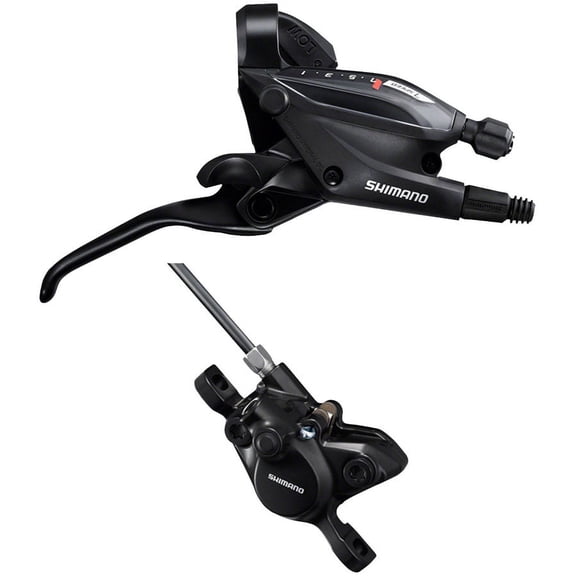 Shimano ST-EF505 EZ Fire Plus Shift/Brake Lever with BR-MT200 Disc Brake Caliper - Right/Rear, 7-Speed, 2-Piston, Black