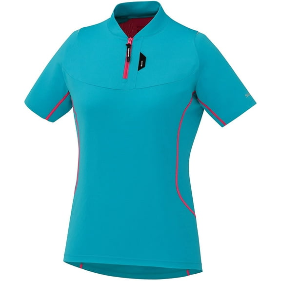 Shimano Women's Touring Short Sleeve Cycling Jersey (Large, Emerald Green)