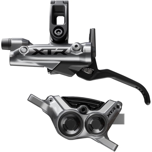 Shimano XTR M9220 Enduro Disc Brake and Lever - Left/Front, Post Mount, 4-Piston Caliper, SM-BH90-SBM Hose, Finned Metal