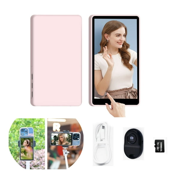 Shimbol CP5 Phone Vlog Selfie Monitor Screen, 5 inch 1080P Touchscreen Monitor, 2.4G/5GHz 164ft Wireless Transmission with Bluetooth Remote for iPhone Vlog Selfie Monitor Screen (with Pink Case)