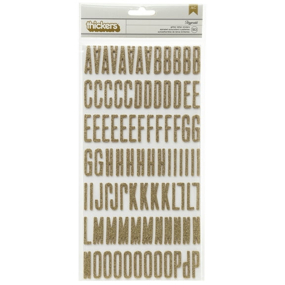 Shimelle Thickers Alpha Stickers 5.5"X11" 2/Sheets-Fitzgerald/Gold Glitter