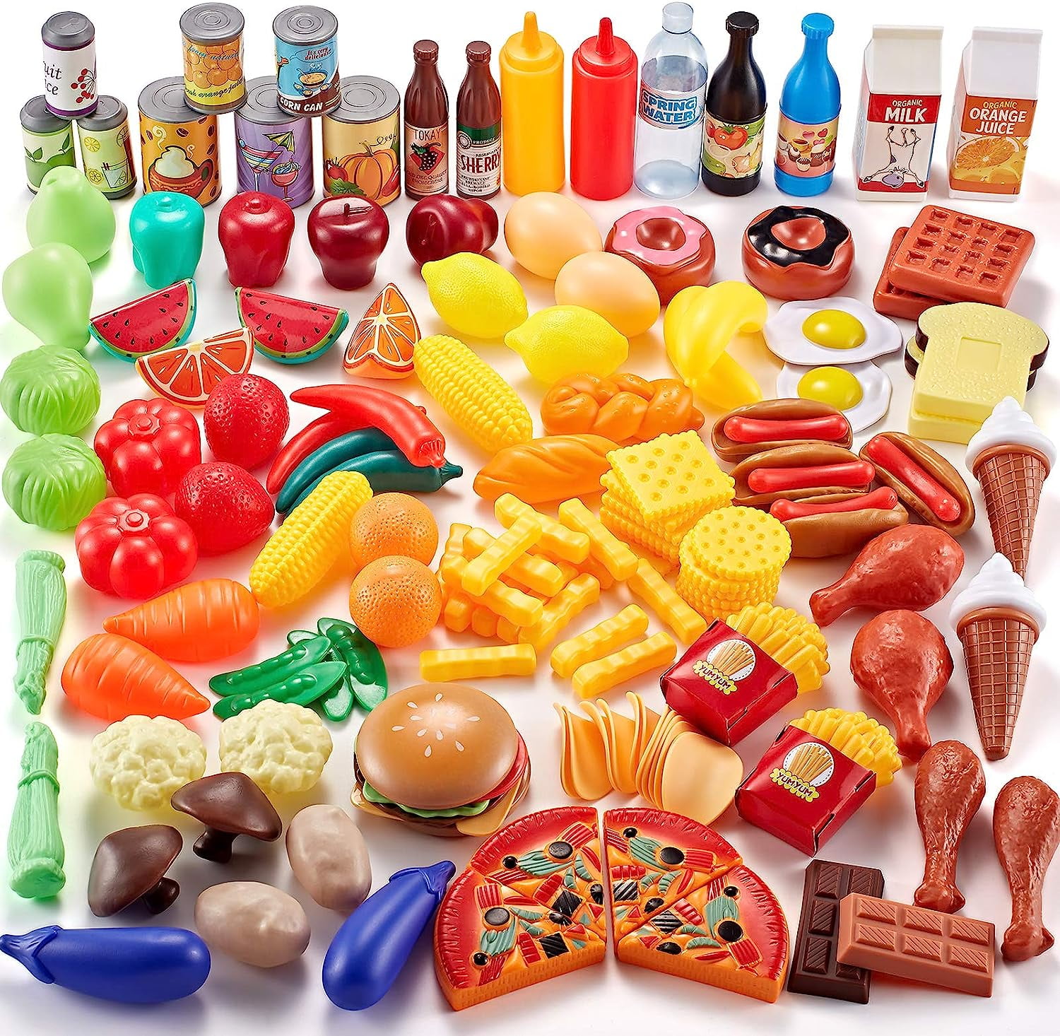 Shimfun Play Food Set, Deluxe Color Box, Storage Bag, Pretend Food for Kids, 143-Piece