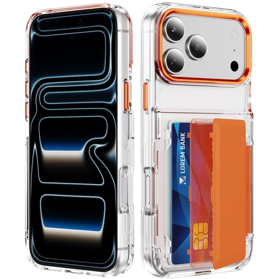 Kryonix For iPhone 17 Pro 6.3" Case Wallet With Card Holder (2 Cards) MagSafe Compatible RFID Blocking Foldable Kickstand Heavy Duty Rugged,Orange