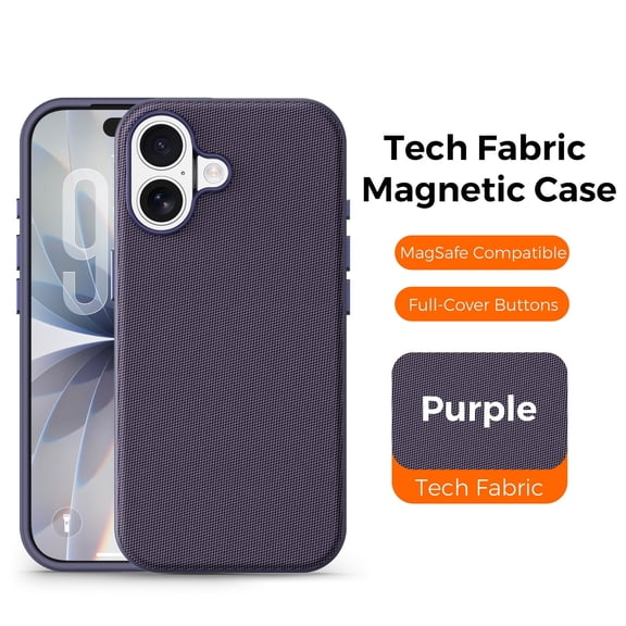 Kryonix For iPhone 17 6.3" Case Built-In Magnetic MagSafe Compatible Wireless Charging Car Mount Adsorption Sweatproof Anti-Slip Anti-Fingerprint Protective Case,Purple