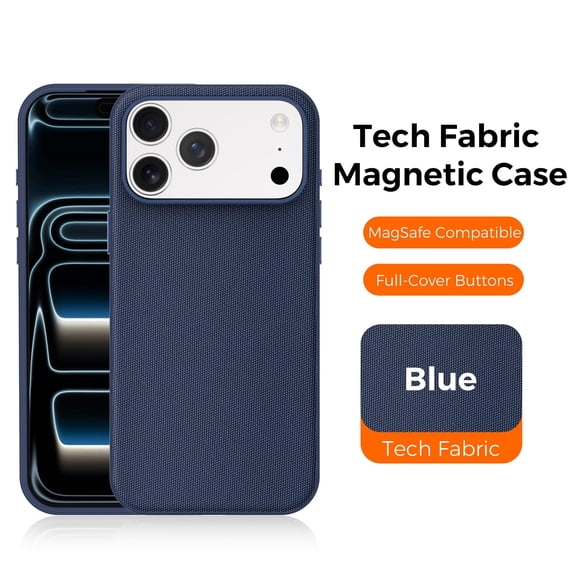 Kryonix For iPhone 17 Pro 6.3" Case Built-In Magnetic MagSafe Compatible Wireless Charging Car Mount Adsorption Sweatproof Anti-Slip Anti-Fingerprint Protective Case,Blue