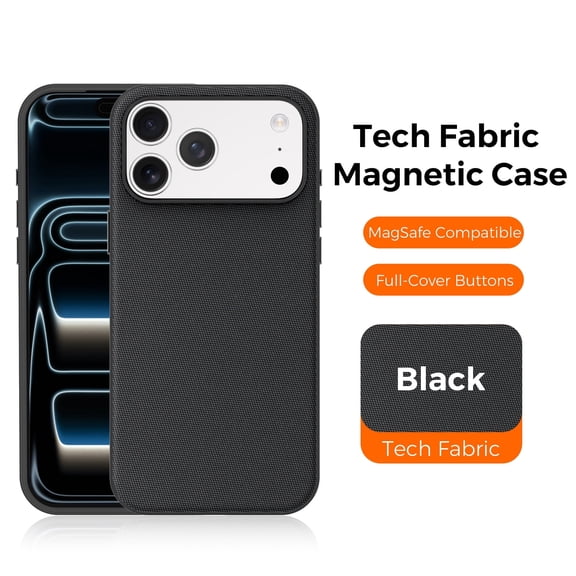 Kryonix For iPhone 17 Pro 6.3" Case Built-In Magnetic MagSafe Compatible Wireless Charging Car Mount Adsorption Sweatproof Anti-Slip Anti-Fingerprint Protective Case,Black