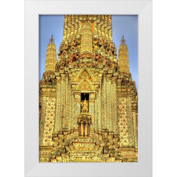 Shimlock, Jones 11x14 White Modern Wood Framed Museum Art Print Titled - Thailand, Bangkok, Wat Arun Buddhist temple