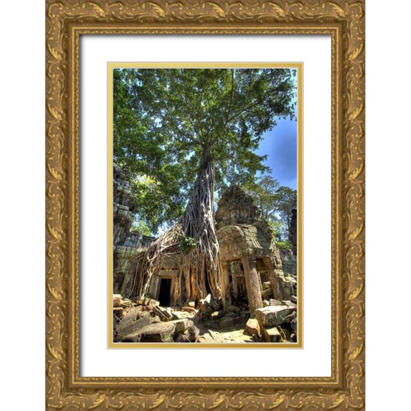 Shimlock, Jones 17x24 Gold Ornate Wood Framed with Double Matting Museum Art Print Titled - Cambodia, Angkor Wat Ruins of Beng Melea Temple