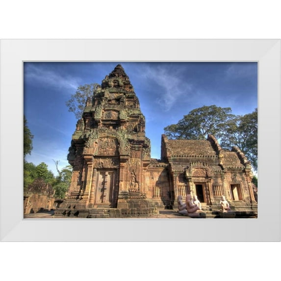 Shimlock, Jones 18x13 White Modern Wood Framed Museum Art Print Titled - Banteay Srei, Angkor wat, Siem Reap, Cambodia