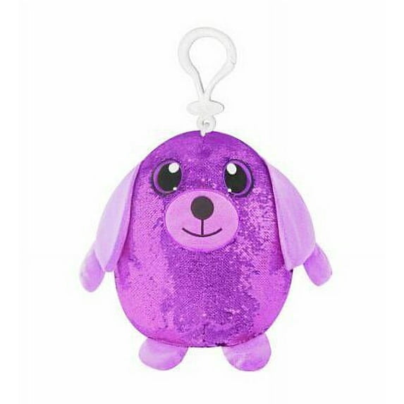 Shimmeez Clip Ons Reversible Key Chains - Sequins Purple Pink Puppy Dog