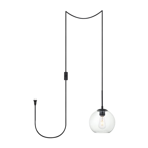 Shimmer 1 Light Pendant Plug In in Black