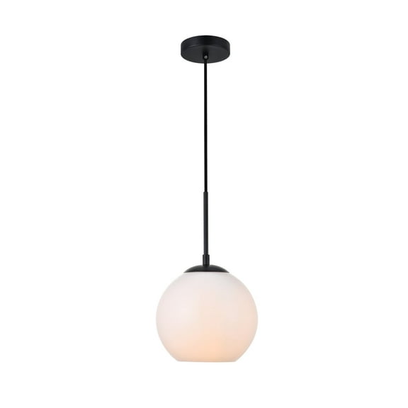 Shimmer 1 Light Pendant in Black and frosted white